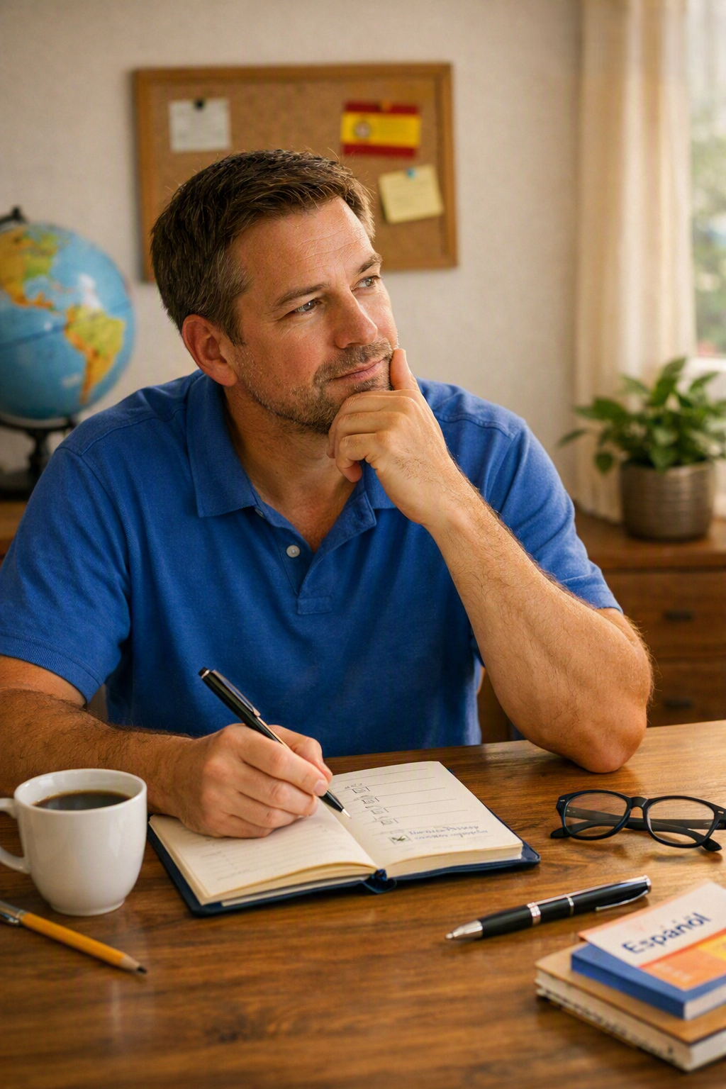 Man making progress assesment Man making progress assesment