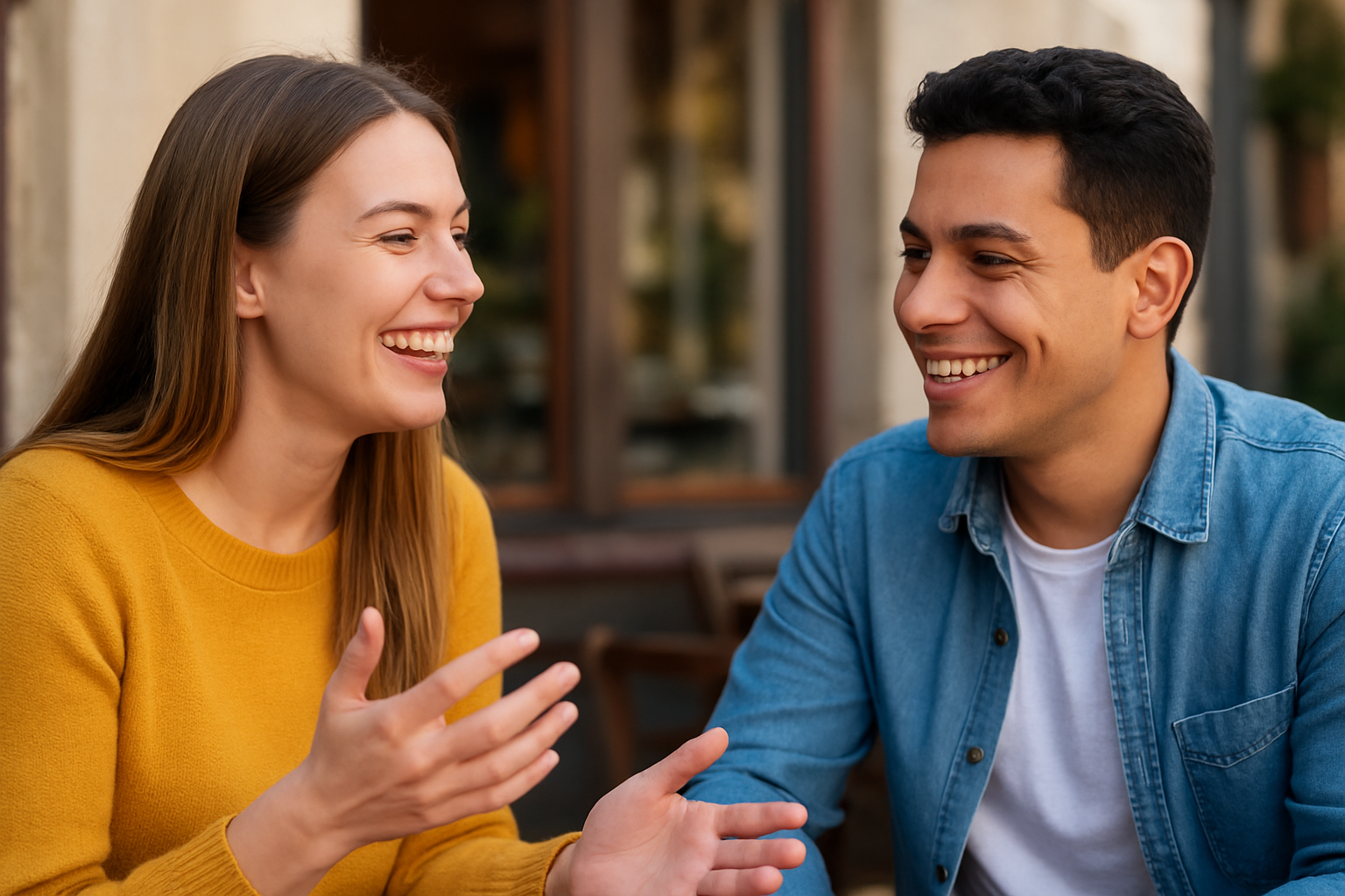 Two people having a conversation in Spanish Two people having a conversation in Spanish