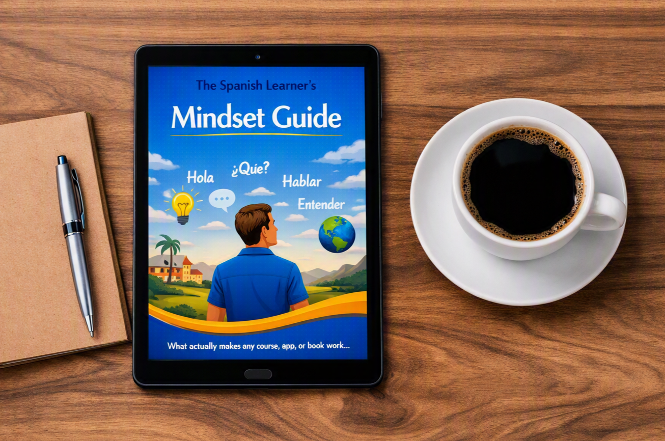 Spanish Learner Mindset Guide on a Tablet