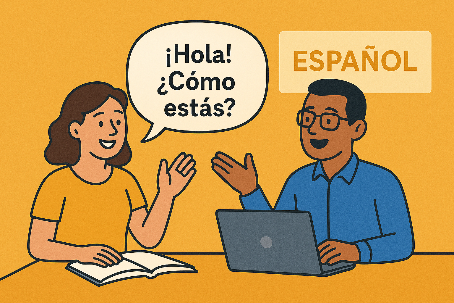 Person learning Spanish in Spanish